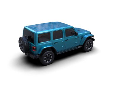 3 boyutlu mavi SUV araba.