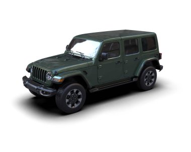 Yeşil bir askeri aracın 3 boyutlu resmi