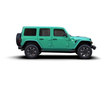 3 boyutlu yeşil modern konsept araba.