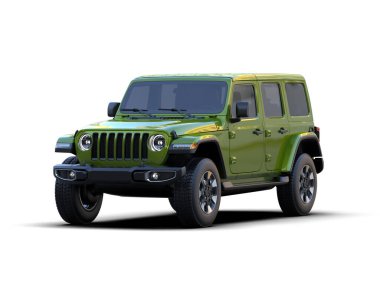 Modern yeşil cip - 3D illüstrasyon