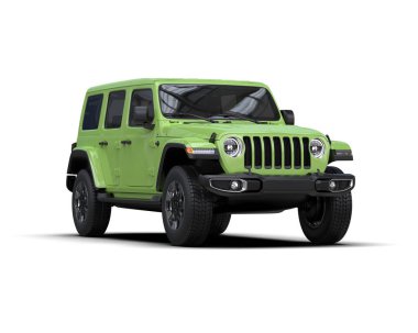 Yeşil SUV arabasının 3 boyutlu resmi