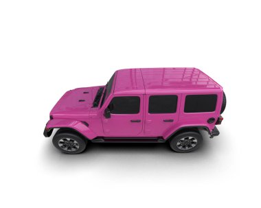 beyaz arkaplanda izole edilmiş mor oyuncak araba