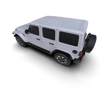 SUV beyaz arka planda izole edildi. 3d oluşturma