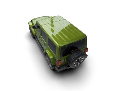 Yeşil ve kırmızı renkli yeşil SUV.