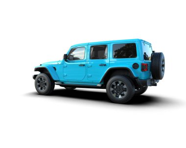 mavi modern SUV - 3D illüstrasyon