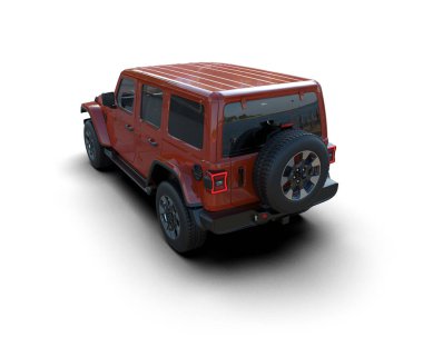 modern kırmızı SUv beyaz arkaplanda izole edildi