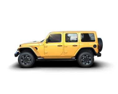 Beyaz arka planda izole edilmiş gerçekçi bir SUV arabası. 3d görüntüleme - illüstrasyon