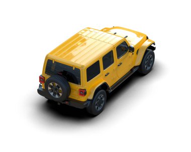 Sarı cip beyaz arka planda izole edilmiş. 3D görüntüleme - illüstrasyon.