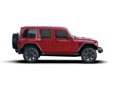 beyaz arkaplanda kırmızı modern SUv