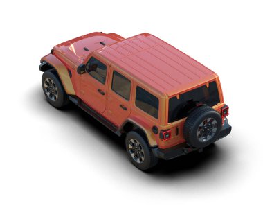 Kırmızı cip izole edildi. 3d oluşturma