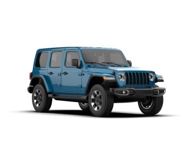 mavi modern SUV araba - yukarıdan görünüm