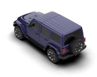 Arka tarafı boş mavi, modern bir spor araba. 3d oluşturma.