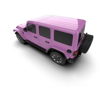 Mor renkli spor araba beyazda izole edilmiş. 3d oluşturma