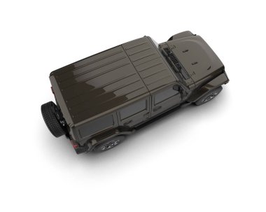 Karavanı olan modern bir karavan. Beyaz arkaplanda 3 boyutlu görüntüleme izole edildi