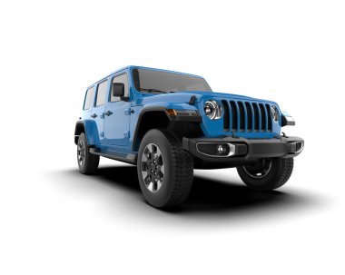 Mavi cip beyaz arka planda izole edilmiş. 3 Boyutlu Hazırlama