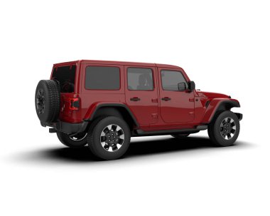 beyaz arkaplanda modern kırmızı SUv