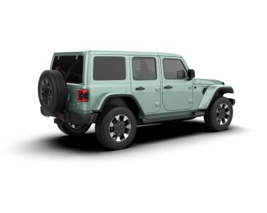 yeşil modern araba. 3d oluşturma