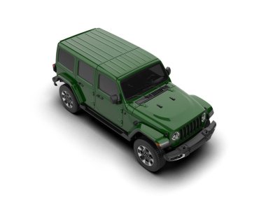 yeşil araba beyaz arkaplanda izole edildi