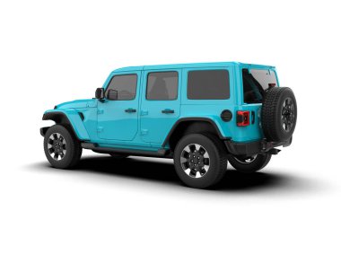 mavi modern spor araba - beyaz arka planda ön görünüm