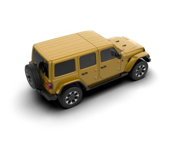 Beyaz arka plan üzerinde izole sarı cip.