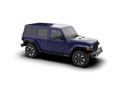 SUV beyaz yolda izole edildi. 3d oluşturma