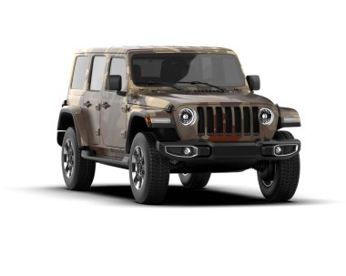 Beyaz arka planda modern bir cip. 3 Boyutlu Hazırlama