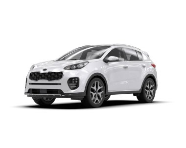 Araba beyaz arka planda izole edilmiş. 3d oluşturma