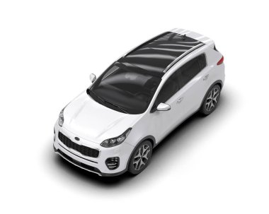 Modern beyaz şehir arabası - 3 boyutlu illüstrasyon