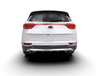 Beyaz arka planda modern beyaz araba. Yan görünüş. 3d oluşturma.