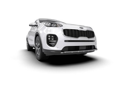 Beyaz, modern SUV arabası, beyaz stüdyo arka planı..