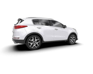 beyaz arkaplanda izole edilmiş gerçekçi araba