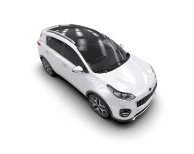 Beyaz arka planda izole edilmiş beyaz modern araba