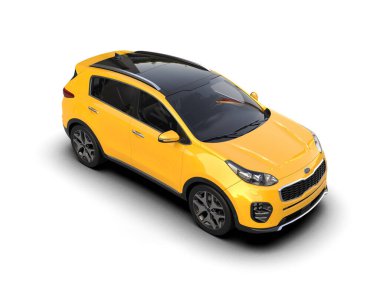 Beyaz arka planda modern kompakt araba. araba - 3D görüntüleme