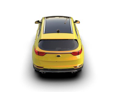 Beyaz arka planda sarı şehir arabası