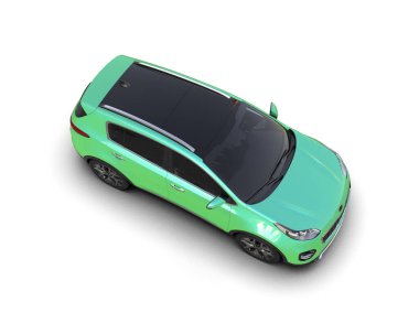 Beyaz arka planda modern bir araba. 3d oluşturma