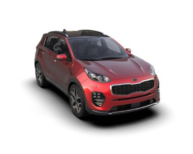 Beyaz arka plan üzerinde izole kırmızı spor araba