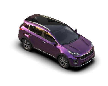 Şehir ışığına sahip modern kompakt araba