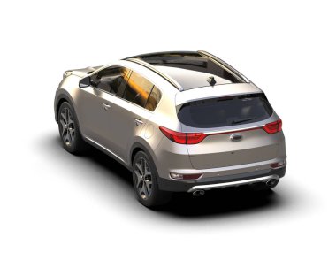 Beyaz arka planda izole edilmiş beyaz araba 3 boyutlu görüntüleme - kenar