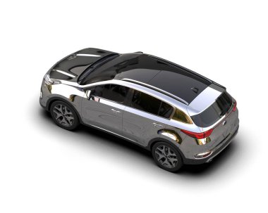 Beyaz arka planda aile için siyah araba