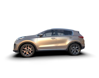 Modern araba arka planda izole edilmiş. 3D görüntüleme - illüstrasyon