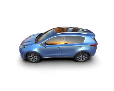 beyaz arka planda modern kompakt araba.