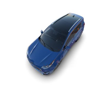 mavi modern araba üst görünümü