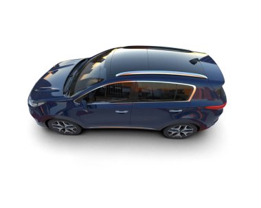 Beyaz arka planda modern küçük bir araba. 3d oluşturma