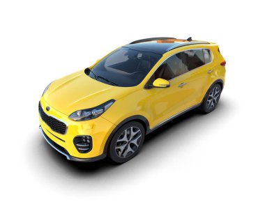 beyaz zemin üzerine sarı spor araba