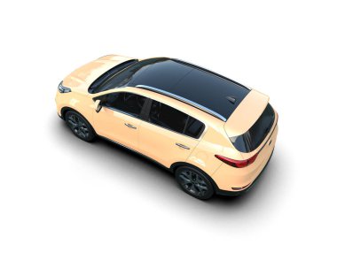 Beyaz arka planda modern bir araba. 3d oluşturma.