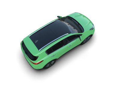 Beyaz arka planı olan yeşil modern bir araba..