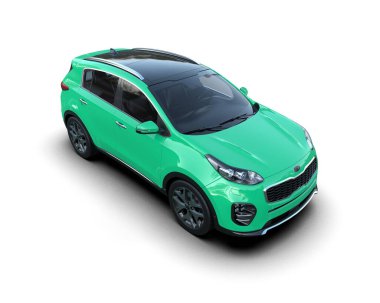 beyaz arka planda yeşil modern araba