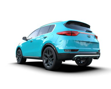 Şehir hatchback 'li mavi jip. 3d illüstrasyon.