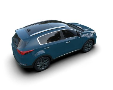 siyah modern arazi aracı yeşil yapraklı - 3 boyutlu.