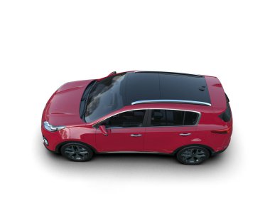 kırmızı modern aile arabası - yan görünüm.